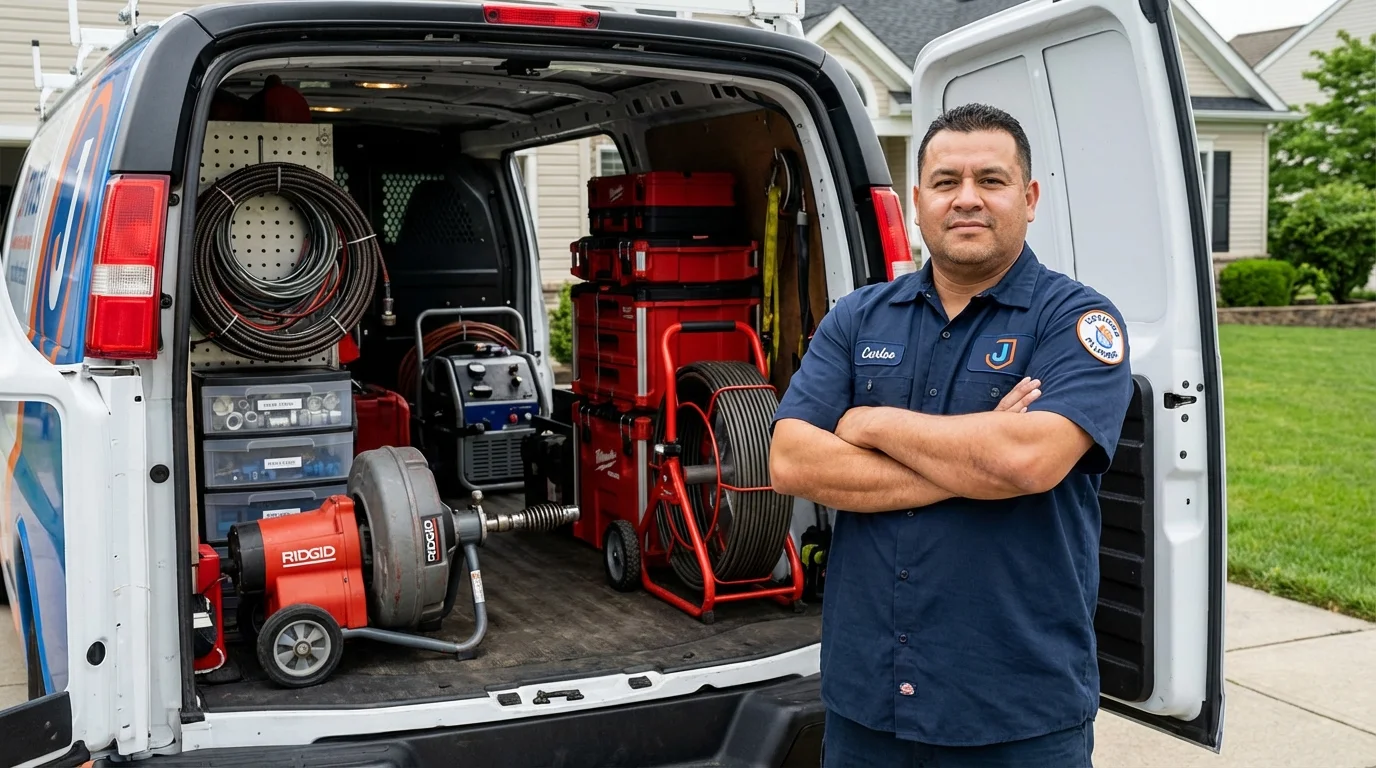 Professional drain cleaning equipment and Johns Plumbing LLC plumber in Warrenville
