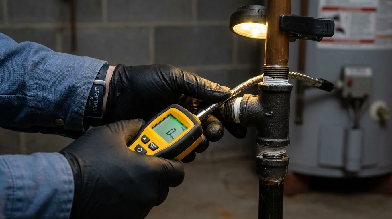 Gas leak detection with electronic sniffer by Johns Plumbing LLC in Warrenville